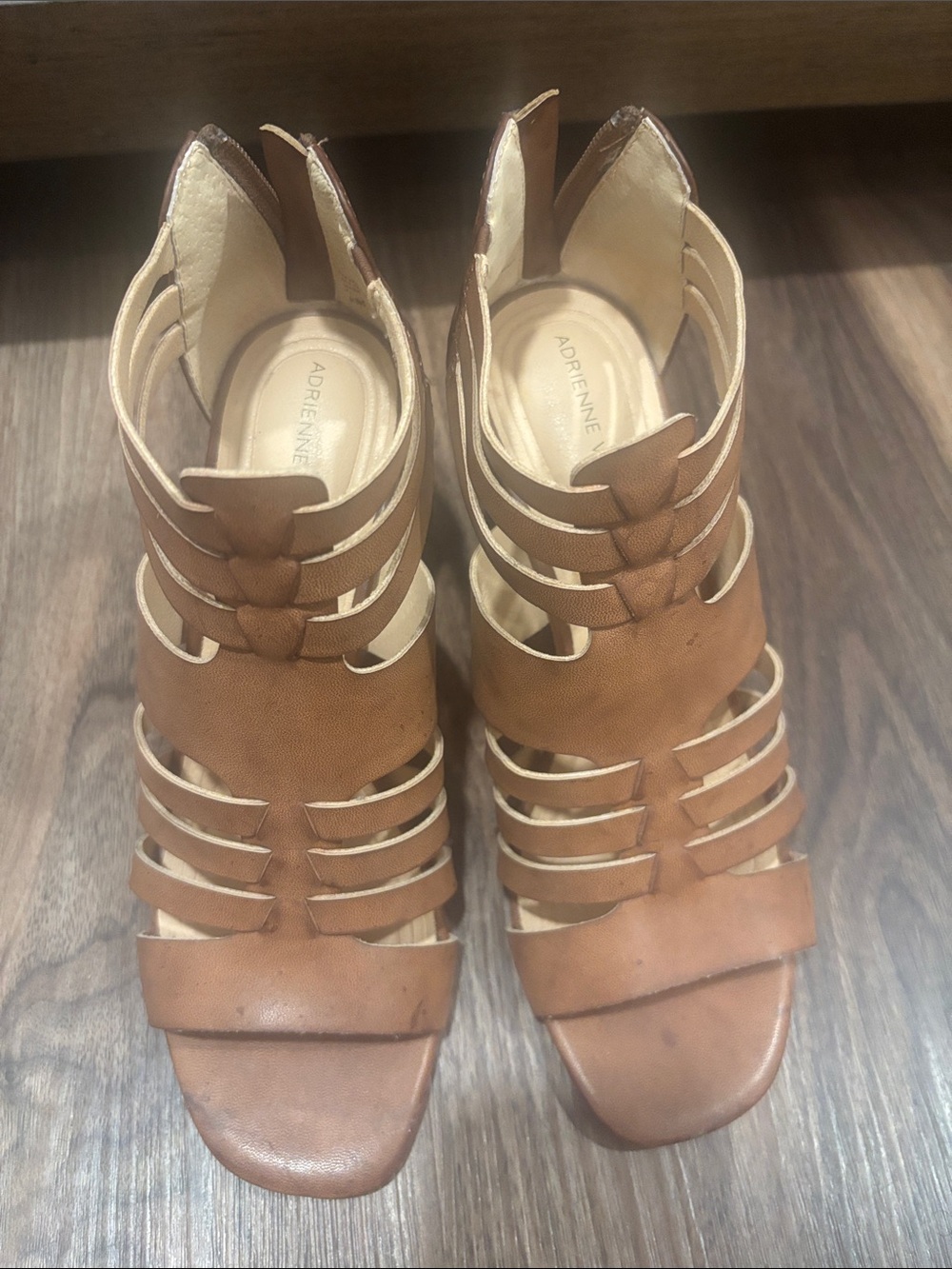 Adrienne Brown Multi-Strap Open-Toe Heels